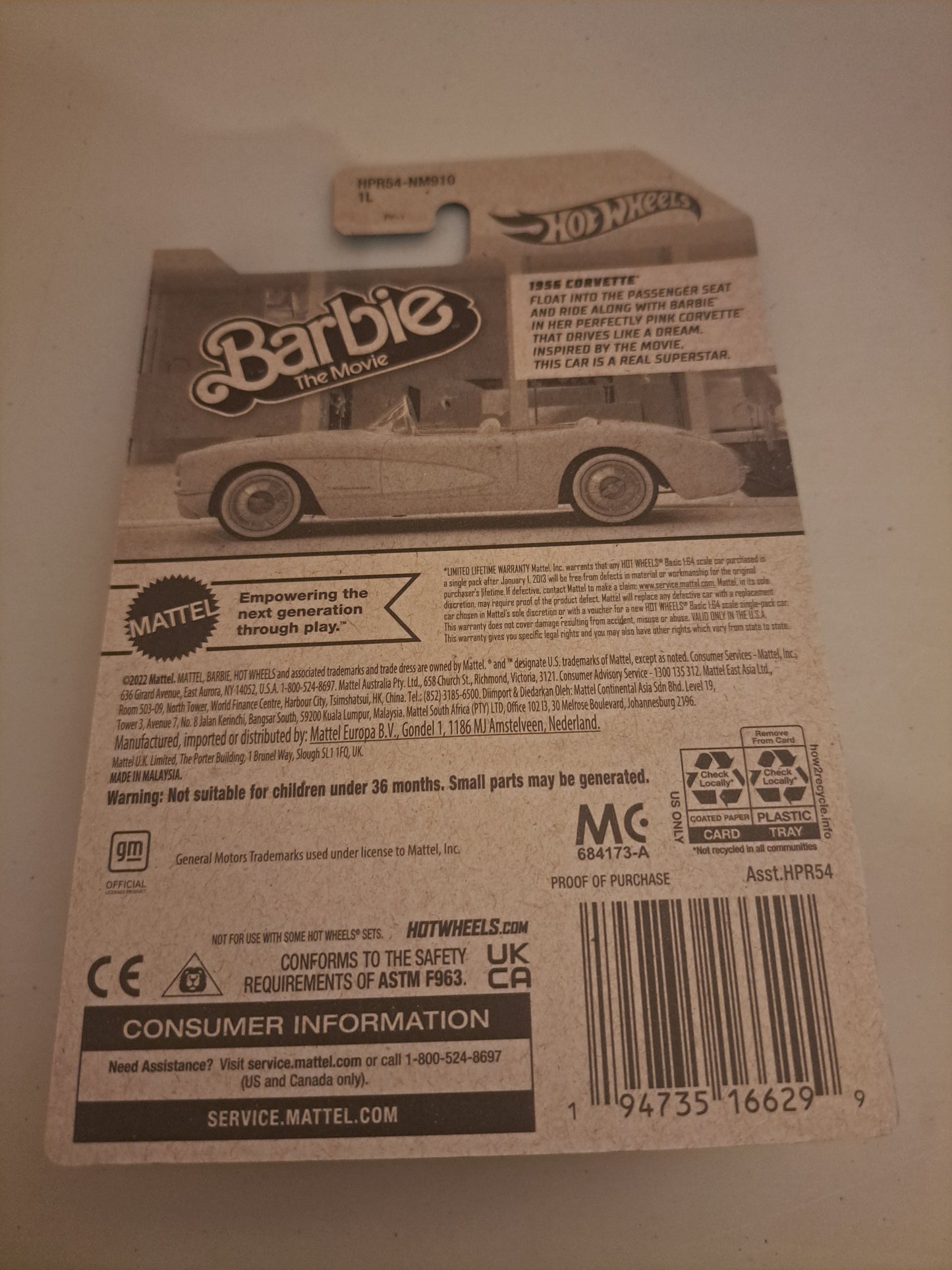 Hot Wheels 1956 Corvette Card Exclusive