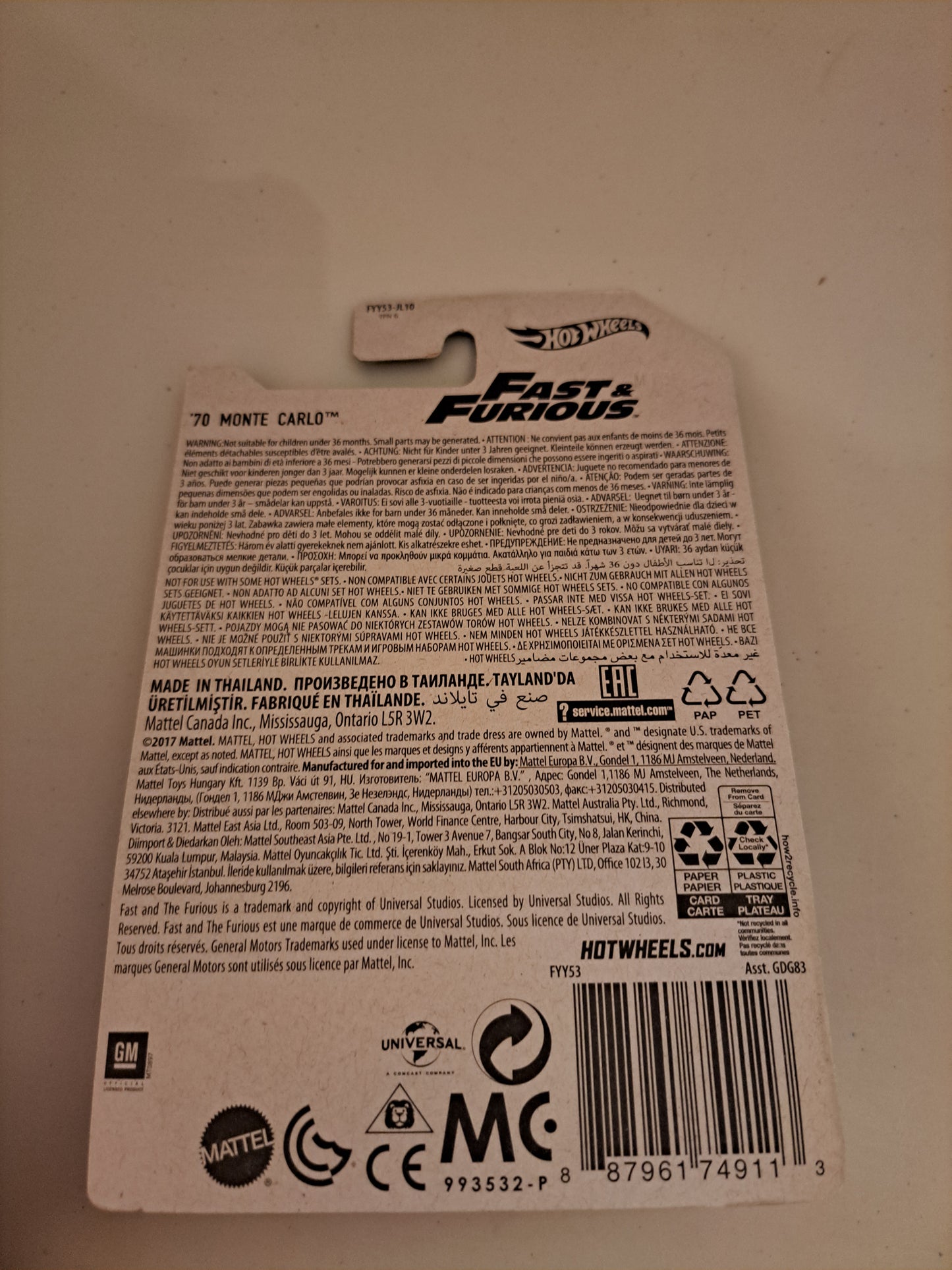 Hot Wheels Fast & Furious 70 Monte Carlo