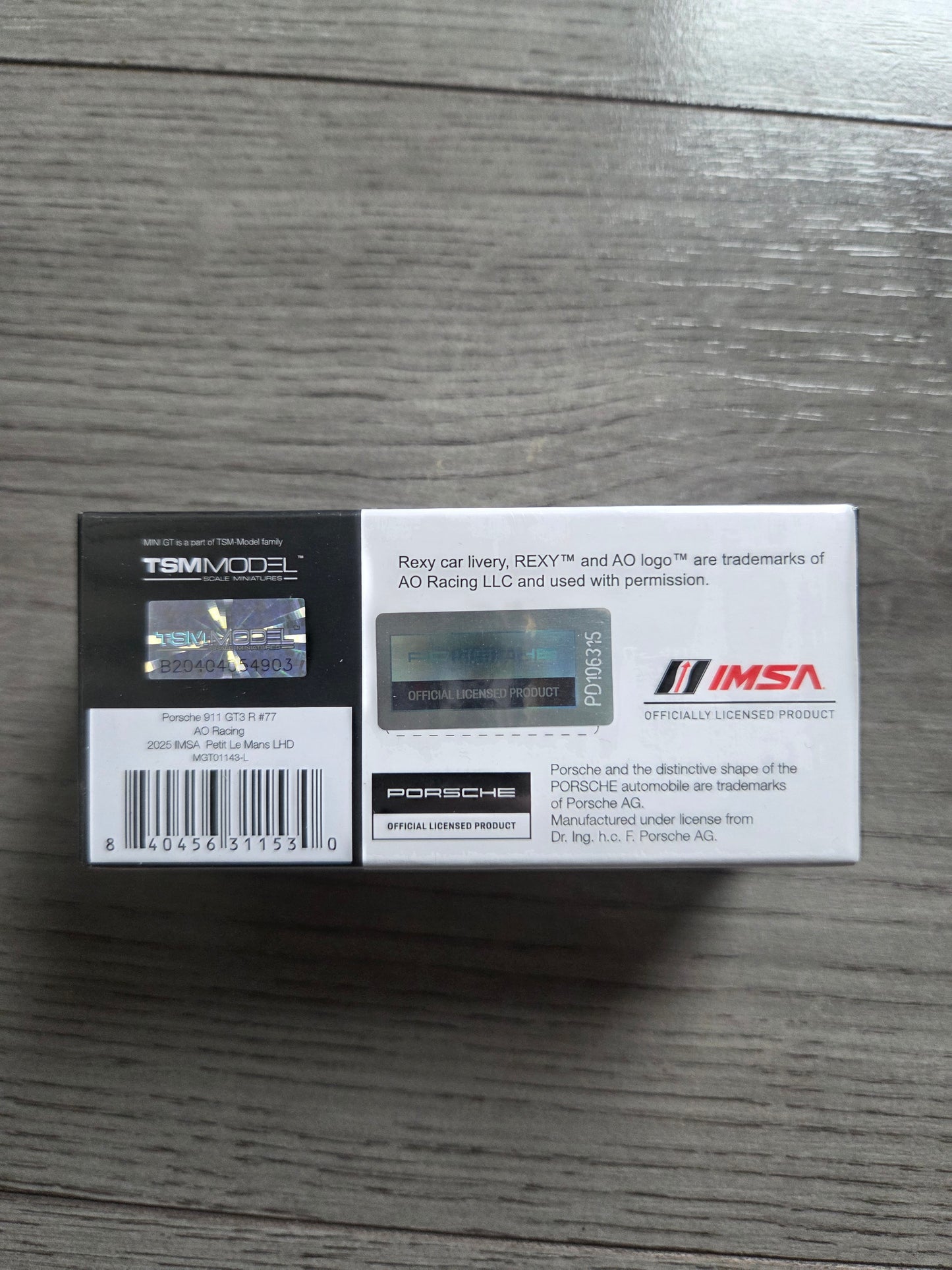 Mini Gt #1143 Porsche 911 Gt3 R #77 2025 petit le mans ao racing