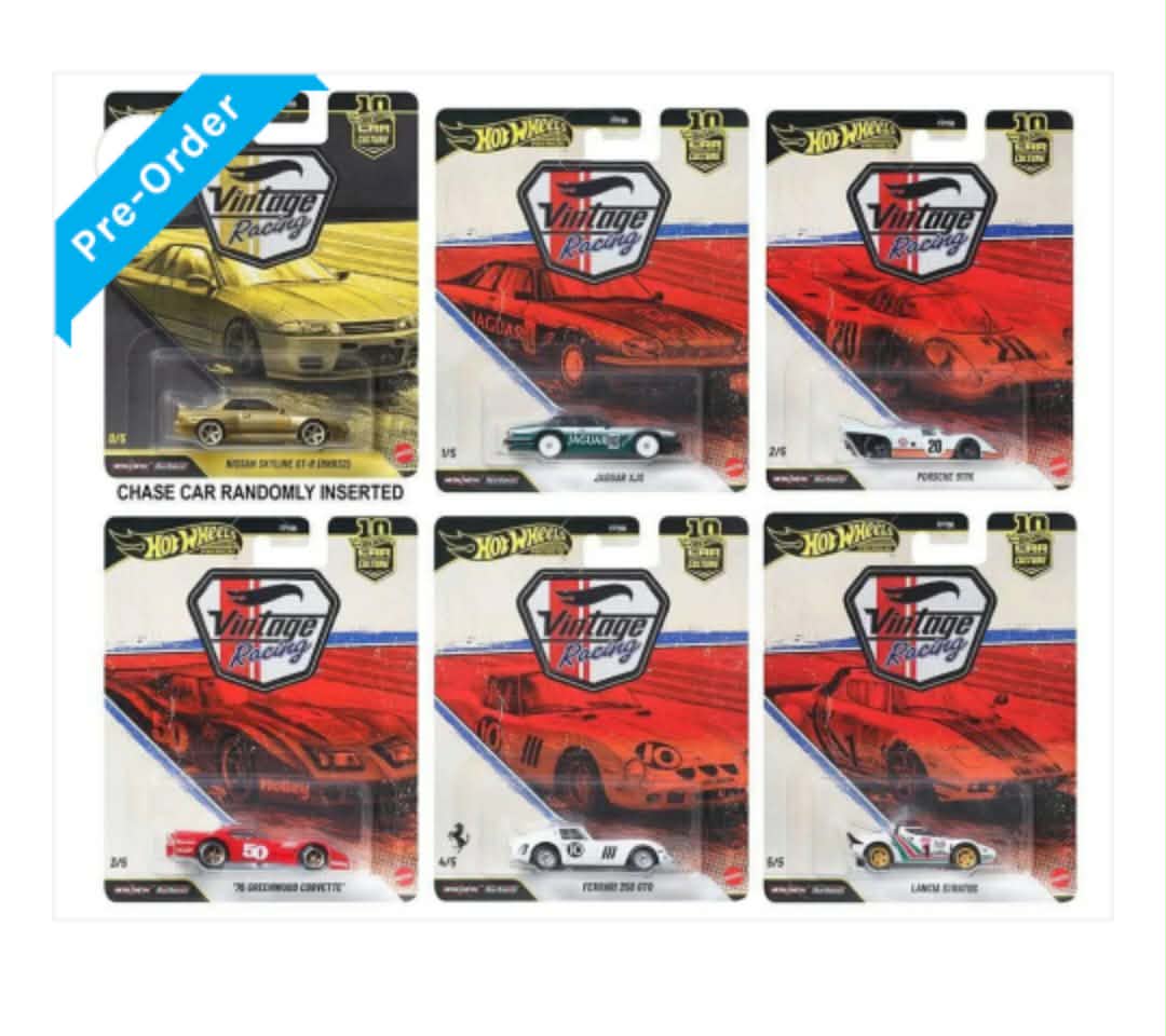 Hot Wheels Vintage Racing Set of 5 *Pre order*