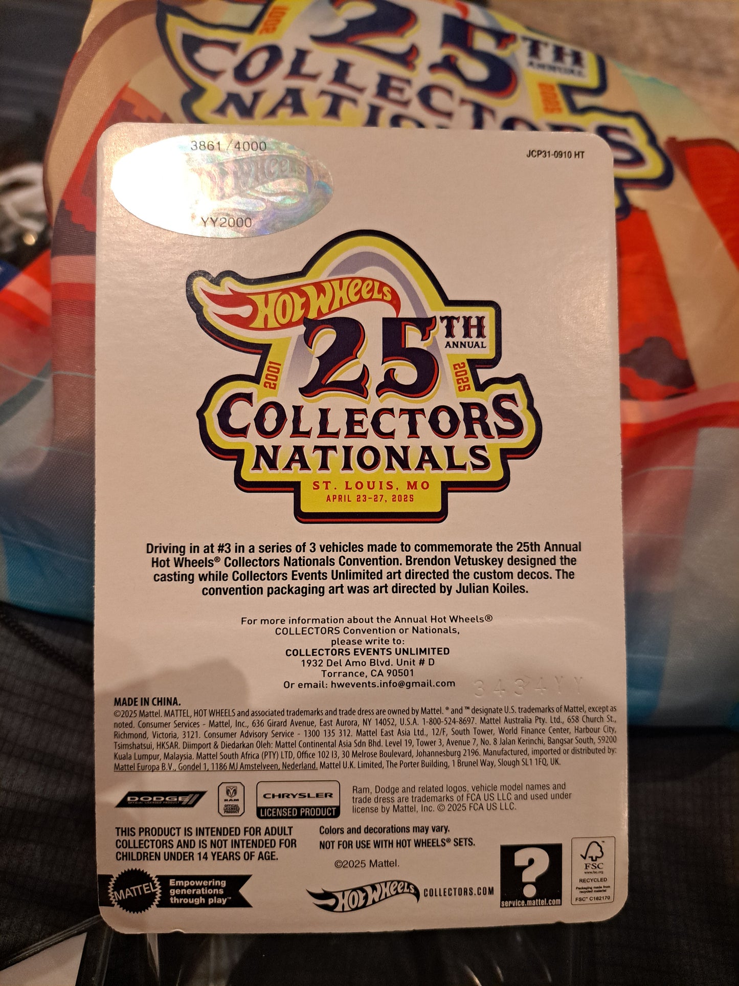 Hot Wheels 25th Collectors Nationals Dodge Power Wagon *Pre order*