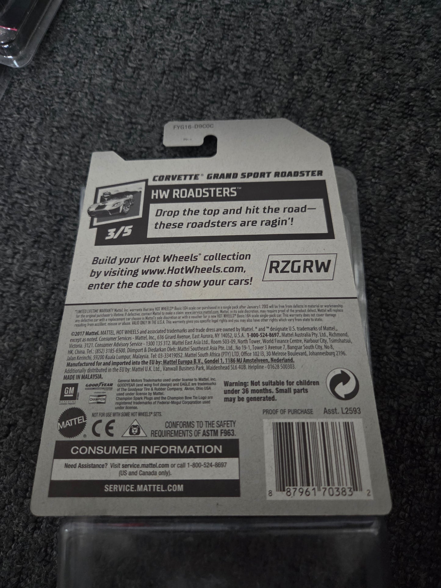 Hot Wheels Super Treasure Hunt Corvette Grand Sport Roadster Factory Sealed Sticker