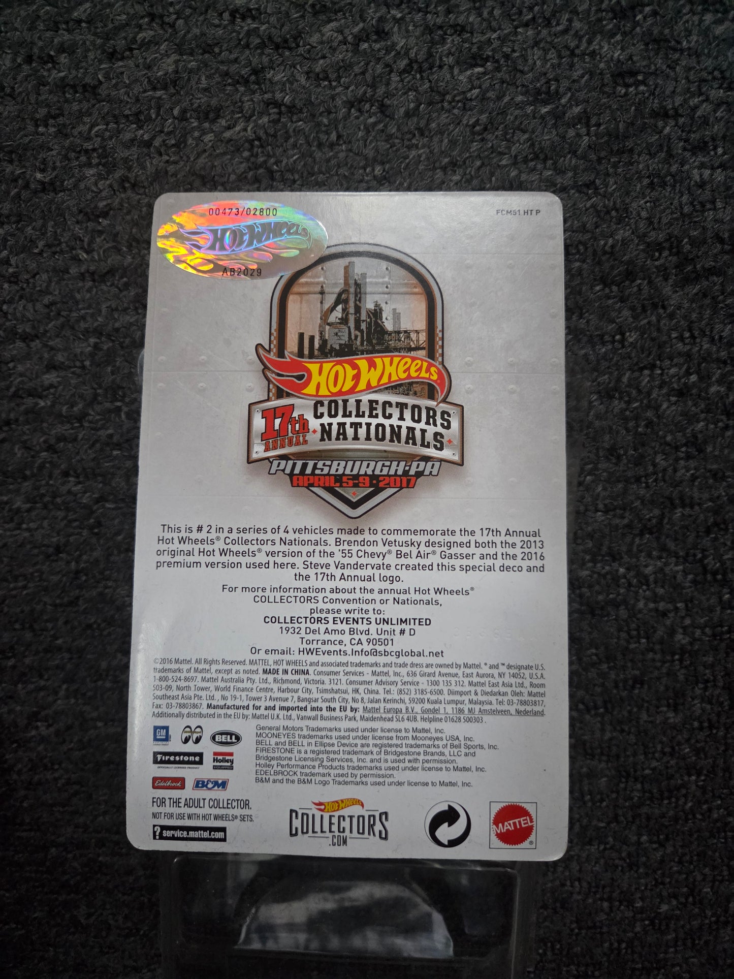 Hot wheels 17th collectors nationals 55 chevy bel air gasser #473/2800