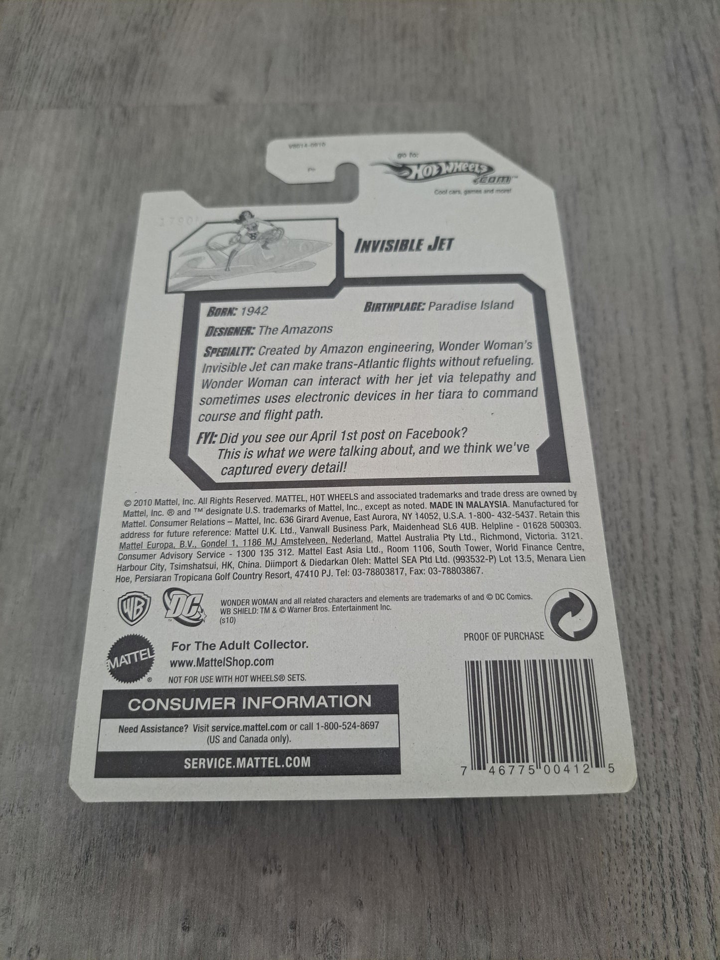 Hot Wheels SDCC Invisible Jet April Fools Limited to 1000 Pieces