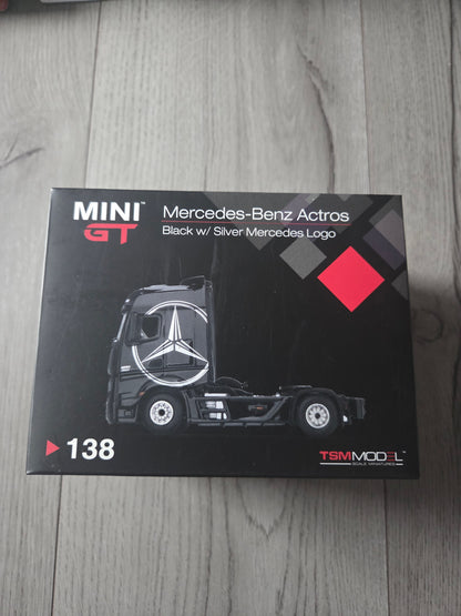 Mini Gt Mercedes Benz Actros black w/ silver Mercedes logo #138