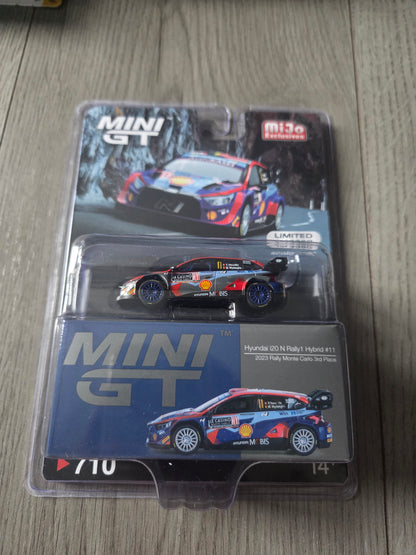 Mini Gt Hyundai i20 N Rally Hybrid 2023 rally Monte Carlo 3rd Place #710 Blister Card Chase