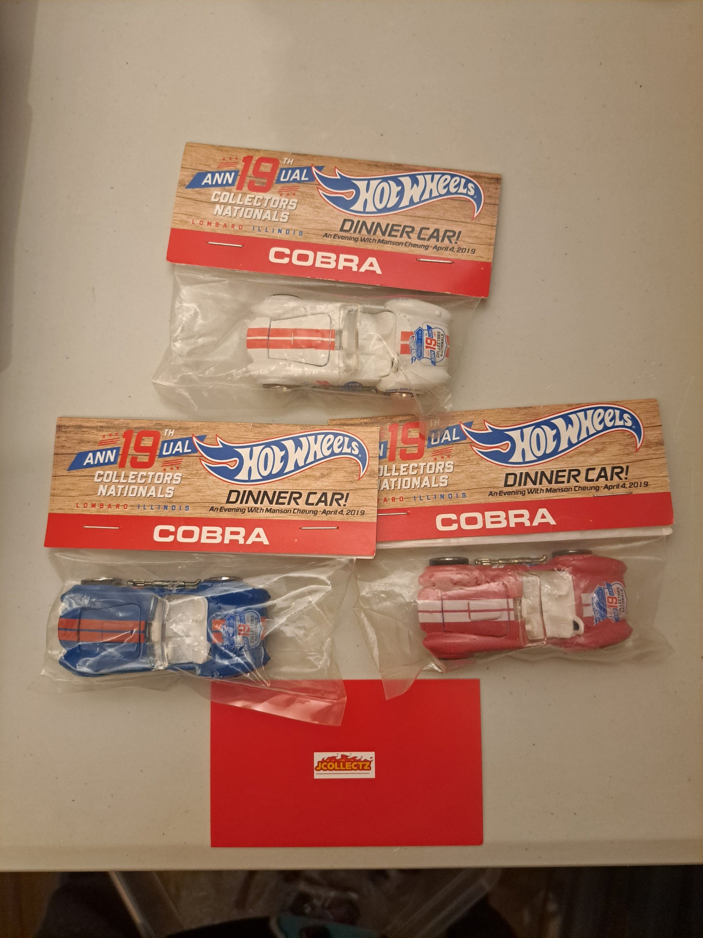 Hot Wheels Cobra  Nationals Convetion Dinner Baggie Cars Set of 3.