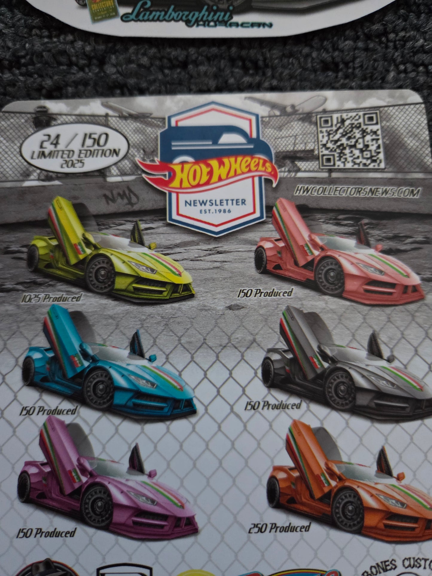 Hot wheels lamborghini newsletter set of 6 matching number set.