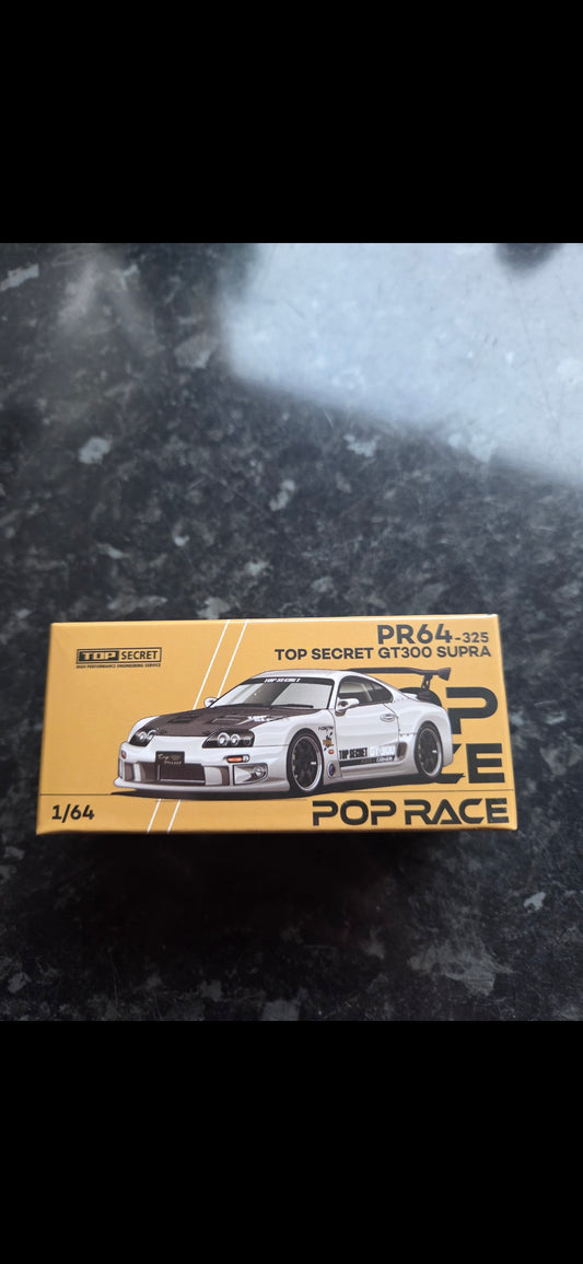 Pop Race Top Secret GT300 Supra Silver Chrome PR64-#325