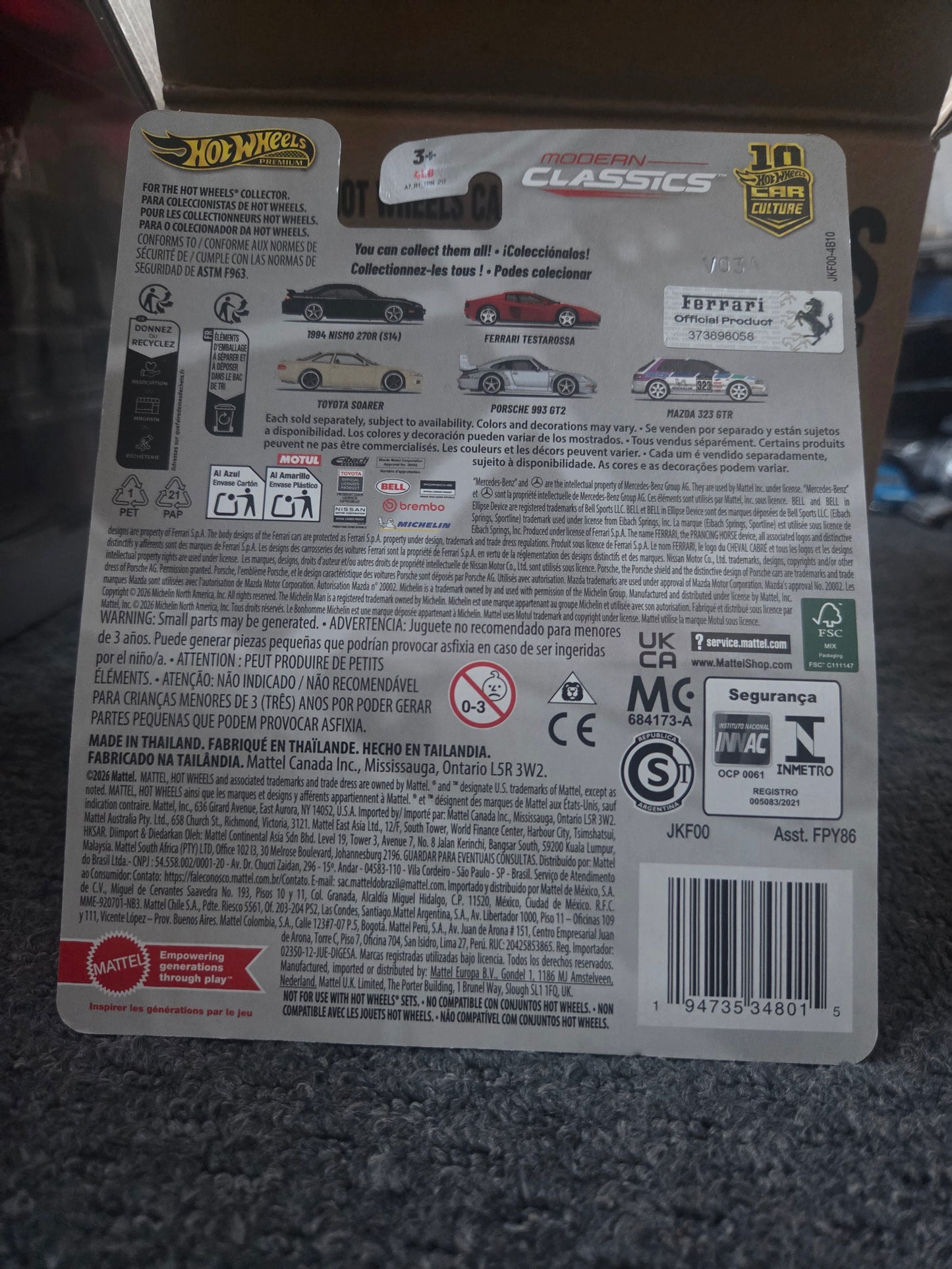 Hot Wheels Premium Ferrari Testarossa Modern Classics