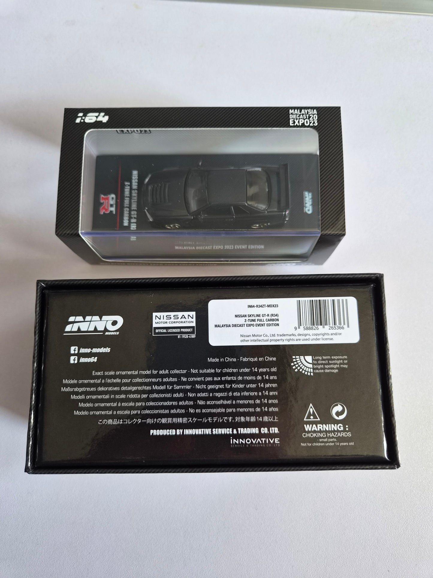 Inno 64 malaysia diecast expo 2023 Event edition Nissan skyline gtr r34 z tune full carbon black & green chase set