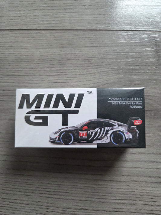 Mini Gt #1143 Porsche 911 Gt3 R #77 2025 petit le mans ao racing