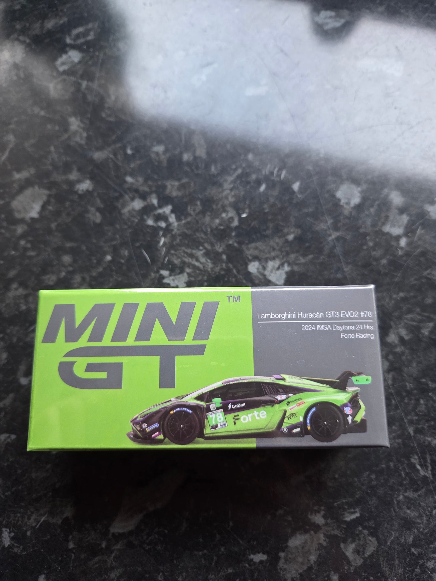 Mini gt #1062 lamborghini huracan gt3 evo2 #78 2024 imsa daytona 24hrs forte racing