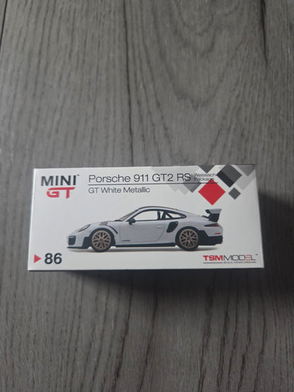 Mini Gt Porsche 911 Gt2 Rs Weissach Package Gt White Metallic #86