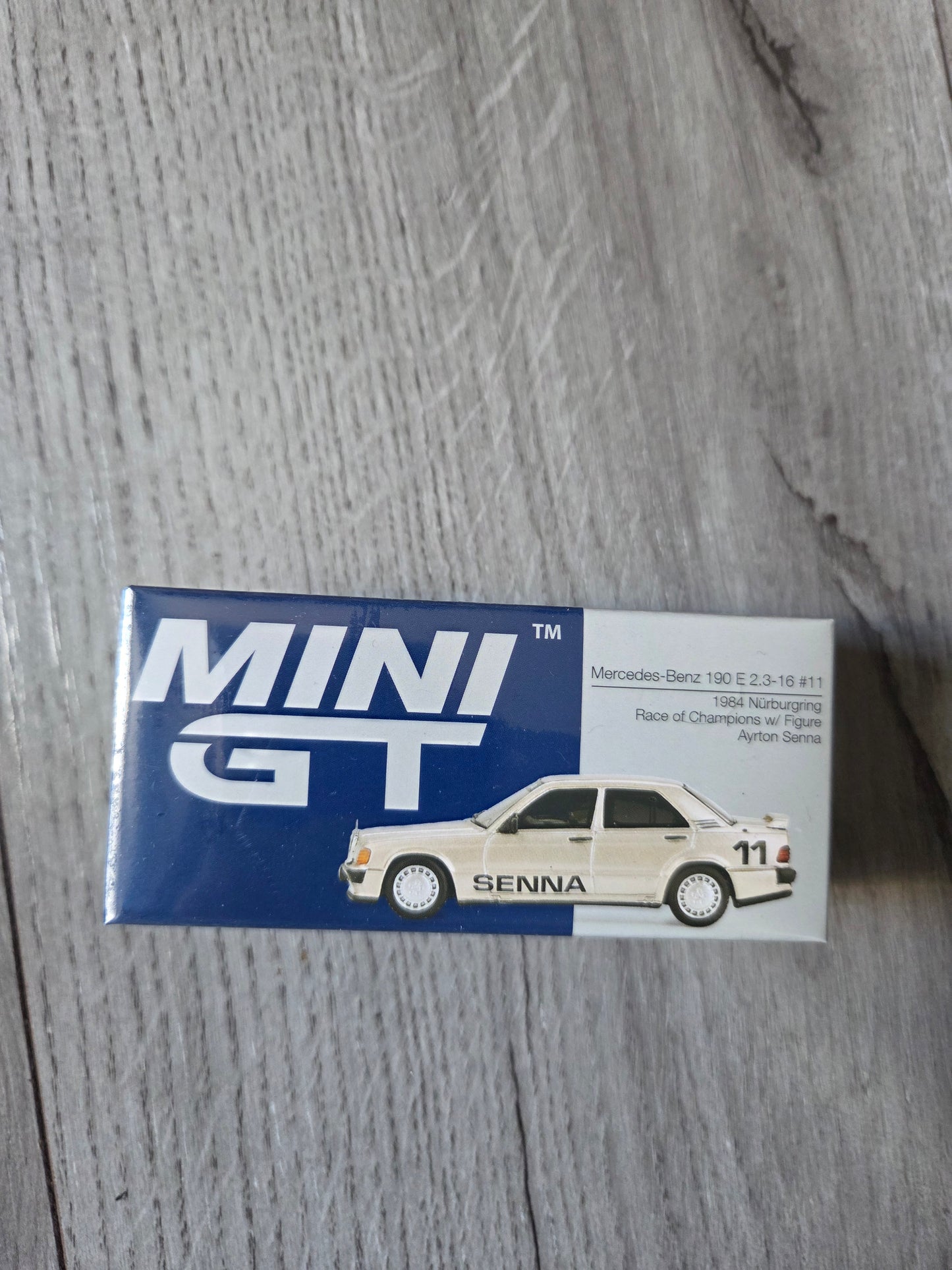 Mini Gt  Mercedes-Benz 190 E 2.3-16 NO.11 Ayrton Senna 1984 Race of champions w/figure #1076