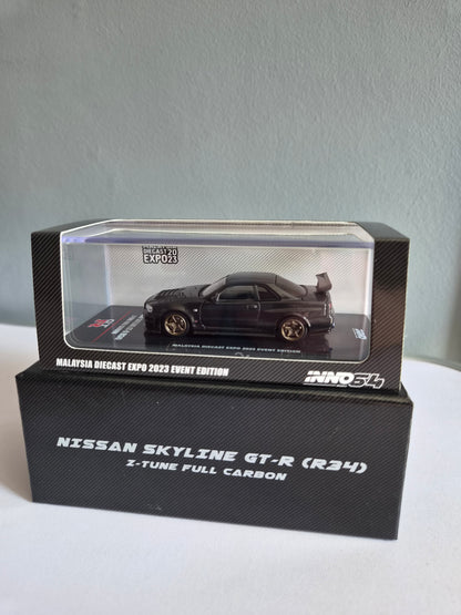 Inno 64 malaysia diecast expo 2023 Event edition Nissan skyline gtr r34 z tune full carbon black & green chase set