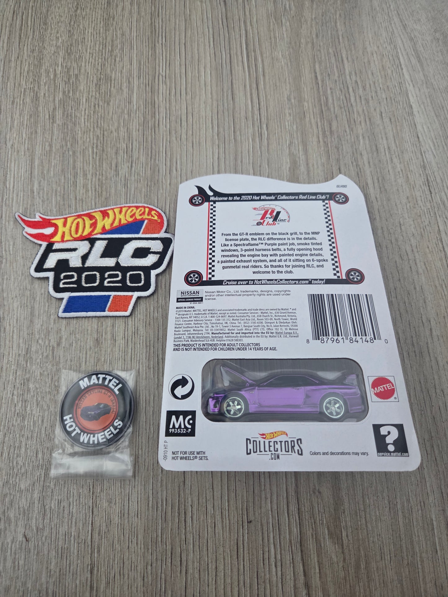 Hot Wheels 2020 Rlc Membership Set Nissan Skyline GT-R R34 w/Patch & Pin
