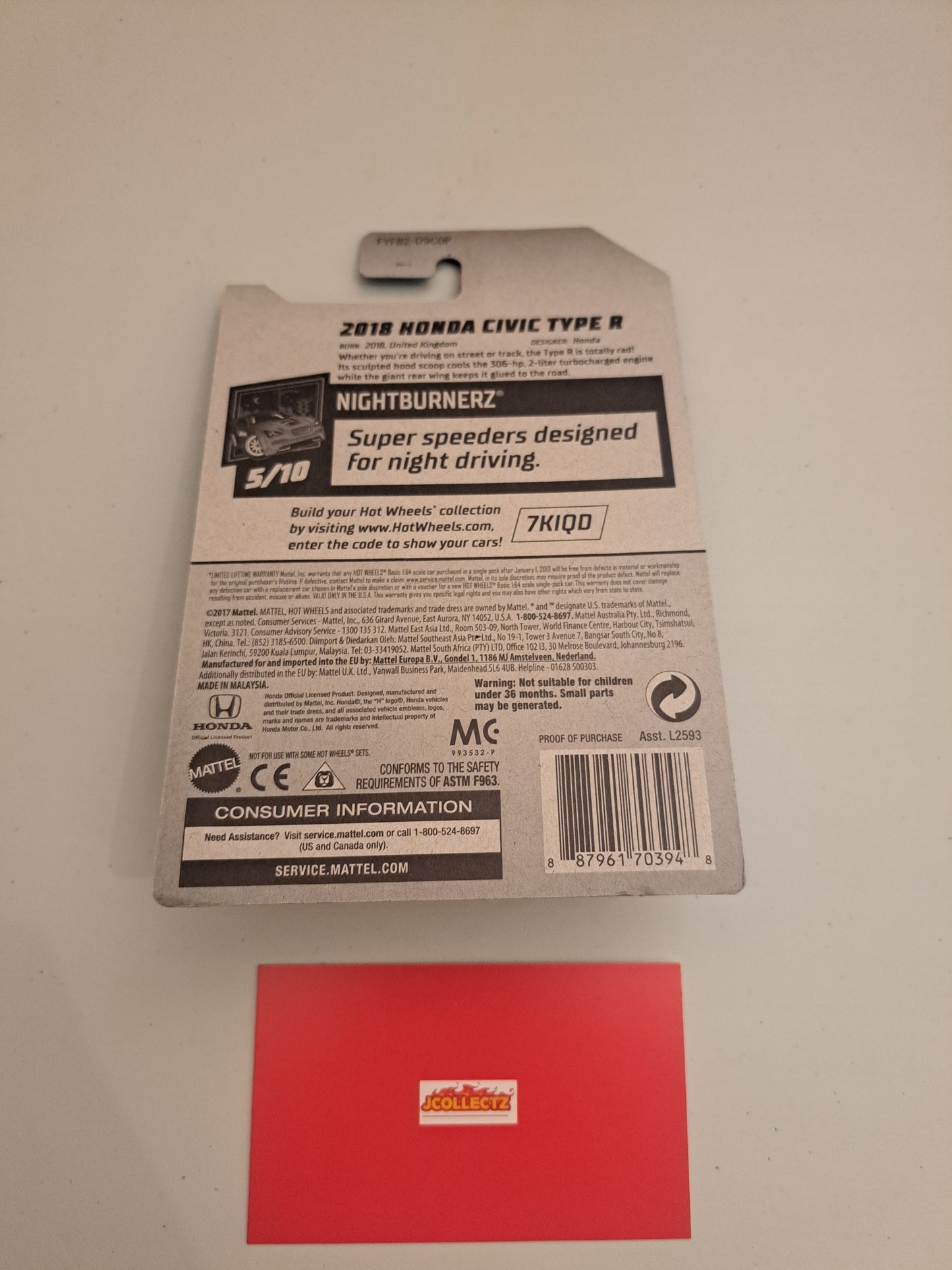 Hot Wheels 2018 Honda Civic Type R