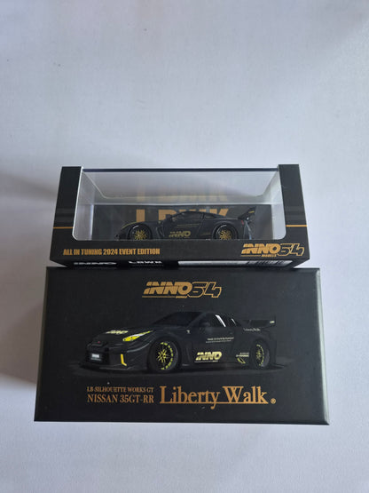 INNO 64 LB Silhouette Nissan 35GT-RR LBWK  All In Tuning Show 2024 Black & Gold
