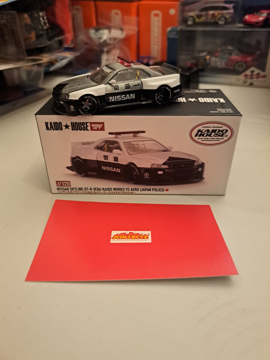 Kaido House/Mini Gt Nissan Skyline R34 Kaido Works Japan Police *Chase*