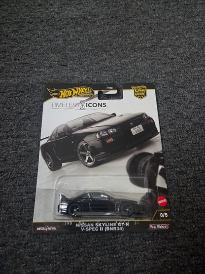 Hot wheels premium timeless icon nissan skyline GTR v-spec II (bnr34) chase