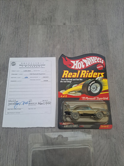 Hot Wheels Real Rider 70 Plymouth Superbird *Sample With PaperWork*